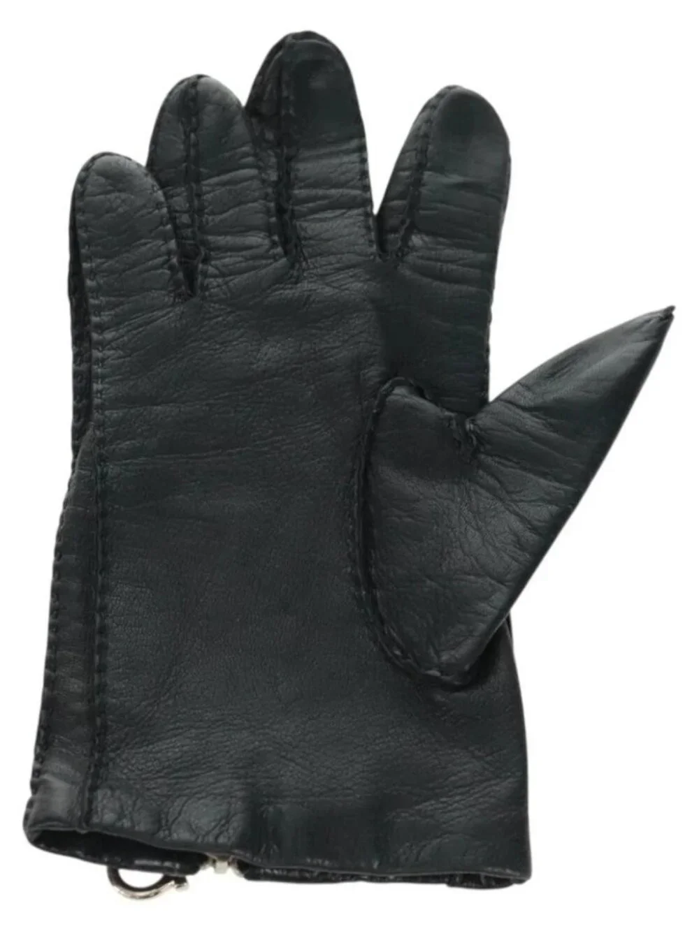 Salvatore Ferragamo Gancini Gloves Leather Black Auth 165653M
